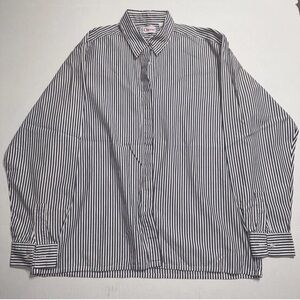 Orvis Womens Size 12 Black Striped Cotton Dress Shirt Long Sleeve Button Up